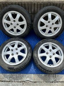 ダイハツ　純正　中古14インチ　アルミホイール　タイヤ付き　155/65R14 PCD100 4.5j +45 タイヤおまけ　着払い　ムーヴ　タント　ミラ等に