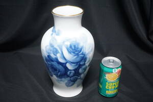 【BA1】　大倉陶園　ブルーローズ　花瓶1客　27.5cm　美品