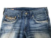 TRUE RELIGION トゥルーレリュージョン Denim Billy Jeans USA製 デニムパンツ フレアライン スタッズ 牛革パッチ 112790 32 ブルー/028_画像3