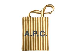 A.P.C. (アーペーセー) Tote Lou ストライプ トートバッグ コットンバッグ COGFF M61442 CAF ブラウン ホワイト 白 ウィメンズ/009