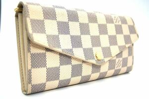 極美品 ルイヴィトン LOUISVUITTON ダミエ ポルトフォィユ・サラ アズール 財布 1円スタート N63208 参考定価約83.000円