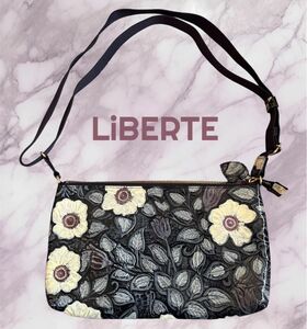 美品【LiBERTE】花柄 エナメル牛革 ショルダーバッグ 日本製