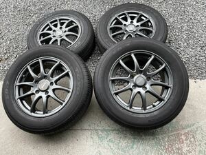 超バリ山タイヤ付き　ガンメタホイール　195/65R15 PCD114.3 6J ５穴　４本セット　アルミホイール