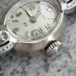 14K ブローバ BULOVA ダイヤ 手巻 レディース 腕時計 ジャンクの画像6