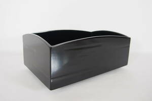 木製　黒塗　　ヘギメ　櫛型　　莨盆　　　　　懐石　　茶道具　　　24　　320－6－1