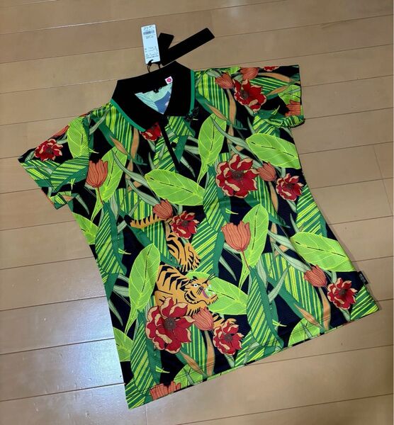 値下げ♪DANCE WITH DRAGON★新品★エキゾチックフラワープリント レディースポロシャツ