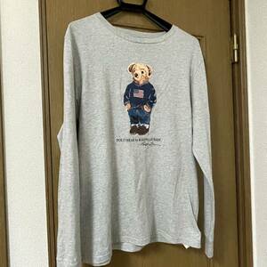 ポロラルフローレン POLO ロンT XL 長袖Tシャツ 長袖 Tシャツ カットソー ポロベア アメリカフラッグ アメリカ 国旗 グレー Ralph lauren