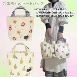 たまちゃんトートバッグ キャンパス地 ノアファミリー 猫グッズ ネコ雑貨 ねこ柄 ミニバッグ ランチバッグ オーナーアイテム
