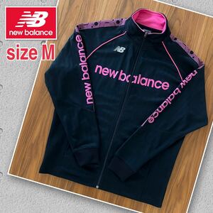 new balance ニューバランス ジャージ ジャケット ネイビー×ピンク Mサイズ 薄手ストライプ トレーニングウェア ジムウェア 大谷翔平 美品