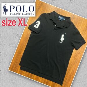 Polo Ralph Lauren ポロ ラルフローレン 半袖 ポロシャツ XLサイズ ブラック ×ホワイト No.3 着用数回 美品 POLO