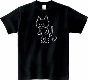 おもしろ　ネコのおなら　Tシャツ　ブラック　MLサイズ　送料無料　ｈ734