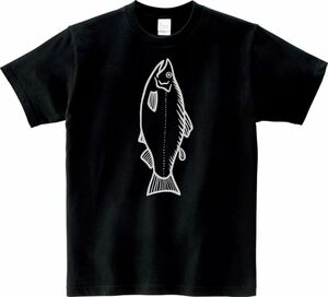 おもしろ　鮭　サケ　サーモン　Tシャツ　ブラック　MLサイズ　送料無料　ｈ803