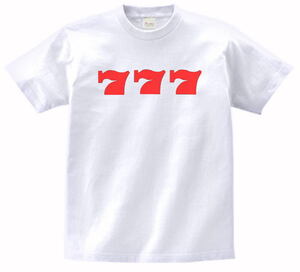 おもしろ　777 スリーセブン　Tシャツ　白　MLサイズ　送料無料　ｈ285