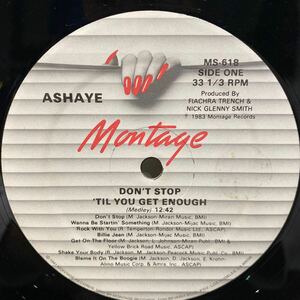 【USオリジナル盤】ASHAYE/Don’t stop til you get enough/michael jackson/マイケルジャクソン/Soul/Funk/カヴァー/disco/レコード
