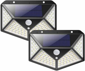 LEDソーラーライト ソーラーパネル センサーライト LED 屋外照明 人感センサー 太陽光発電 防水 防犯ライト (2個セット)