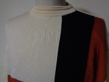 日本製 ダックス DAKS GOLF ロゴ コットン ニット セーター ゴルフ 白茶 L 柄 メンズ 英国 紳士_画像3