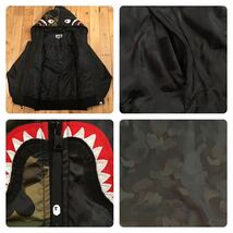 中綿 シャーク パーカー ジャケット Lサイズ 1st camo shark full zip hoodie jacket a bathing ape BAPE camo エイプ ベイプ 迷彩 az2_画像7