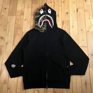 1st camo green × black シャーク パーカー Mサイズ a bathing ape BAPE shark full zip hoodie エイプ ベイプ アベイシングエイプ pi7