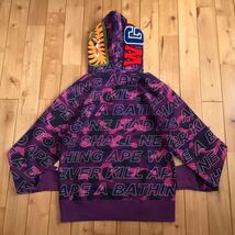 Text color camo シャーク パーカー Mサイズ shark full zip hoodie a bathing ape bape エイプ ベイプ アベイシングエイプ purple camo i9_画像2