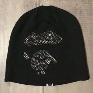 Swarovski APE FACE ニット帽 ブラック a bathing ape BAPE Beanie knit cap エイプ ベイプ アベイシングエイプ スワロフスキー 帽子 w9al