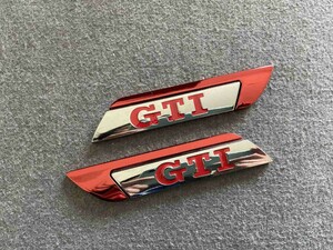 ★フォルクスワーゲン GTI★232★ステッカー エンブレム スクラッチを隠す ステンレススチール材質 自動車 外装 2個セット レッド