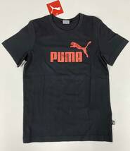 新品 130 ★ PUMA プーマ ジュニア 半袖 Tシャツ ブランク ロゴ ブラック レッド 子供用 ビッグ ロゴ キャット コットン ボーイズ ガールズ_画像1