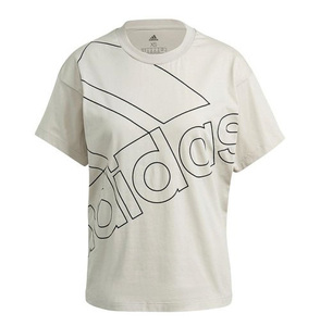  новый товар XL * Adidas женский короткий рукав футболка большой Logo 28848 O алюминий черный тренировка спортивная одежда бежевый adidas