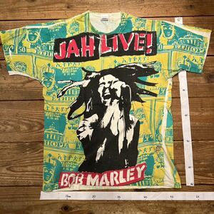 JAH LIVE！　BOB MARLEY Tシャツ fruit of the loom 総柄　ハイレセラシエ　ボブマーレー　ボブマーリー　エチオピア　ZION