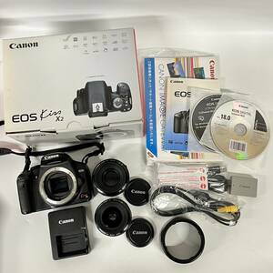 1円~【通電確認済】キャノン Canon EOS Kiss X2 DS126181 LENS EF 50mm 1:1.8 Ⅱ 28mm 1:2.8 デジタル一眼レフカメラ レンズ G152376