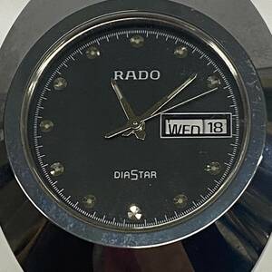 1円~【実動】RADO ラドー DIASTAR ダイヤスター 111.0348.3 クォーツ メンズ腕時計 ブラック文字盤 デイデイト 純正ベルト 3針 G122812