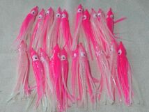 タコベイト　ピンク　ホワイト　２０個　約9ｃｍ　アキアジ　鮭　ウキルアー ぶっこみ　フカセ　3号相当　アシストフック_画像1