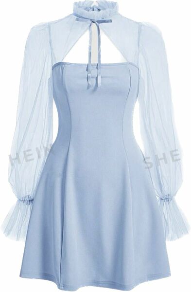 天使界隈 量産型 地雷 ワンピース 水色 XSリボンタイ 可愛い ドレス