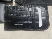 SAINT LAURENT サンローラン コイン＆カードケース クロコ型押しMADE IN ITALY 財布 YSL _画像2