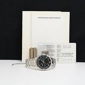 1円 保証書付 稼働 良品 IWC シャフハウゼン 2874065 AT/自動巻 黒文字盤 デイデイト クロノグラフ コマ2付 3GTT メンズ腕時計 OGI 0691020の画像5