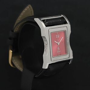 1円 稼働 QZ 美品 クリスチャンディオール DX6295 CD033110 赤文字盤 メンズ腕時計 KRK 8976000 3KHTの画像2
