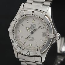 1円 稼働 QZ 良品 タグホイヤー 2000 プロフェッショナル200ｍ 962-213 グレー文字盤 デイト メンズ腕時計 KRK 0045100 3RKT_画像1