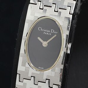 1円 稼動 良品 QZ クリスチャンディオール D70-100 オーバル 黒文字盤 レディース腕時計 OKZ 5258000 3DKYの画像1
