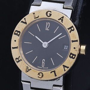 1円 稼働 良品 ブルガリ ブルガリ BB23SG YG×SS 黒文字盤 デイト レディース腕時計 NSY 0028600 3BJT