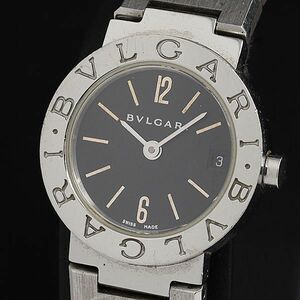 1円 稼働 良品 BVLGARI/ブルガリ ブルガリブルガリ BB23SS QZ 黒文字盤 デイト レディース腕時計 OGH 0080300 3BJT