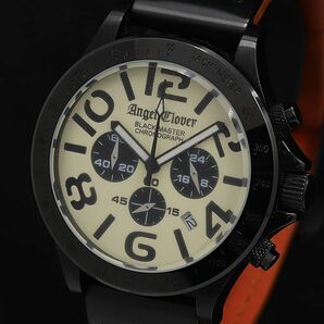 1円 保/箱付 稼働 良品 エンジェルクローバー BM46 QZ アイボリー文字盤 クロノグラフ デイト メンズ腕時計 TCY 2000000 3NBG2の画像1