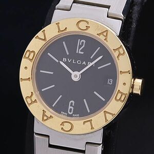 1円 稼働 良品 ブルガリ ブルガリブルガリ YG×SS BB23SG QZ デイト 黒文字盤 レディース腕時計 OKZ 5540700 3PRT