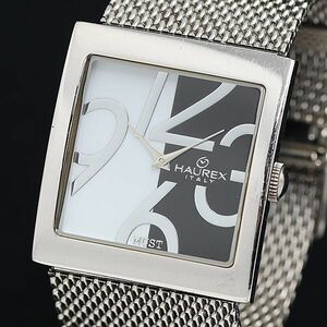 1円 稼動 良品 ハウレックス QZ マスト スクエア 白×黒文字盤 メンズ腕時計 2000000 3NBG2 MTM