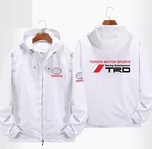 新品 トヨタ TRD モータースポーツ ロゴ アウトドアスポーツウェア ジッパーパーカー スウェット 釣り服 冬服 ホワイト S~3XL