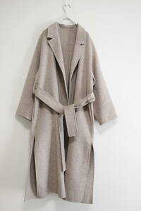 4756 beautiful goods plagep Large . Hamilton tailored coat long coat gown coat ribbon belt beige 34 size lady's 