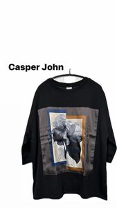 Casper John キャスパージョン　Tシャツ　ブラック　オーバーサイズ　モード　カジュアル　スリッド　フラワー