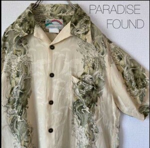 【希少】 PARADISE FOUND アロハシャツ 和柄 龍柄 総柄 シルク