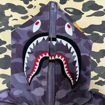 XL double shark hoodie BAPE エイプ A BATHING APE ダブル シャークパーカー_画像3
