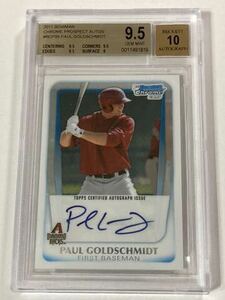 ＜BGS9.5&AUTO10完璧!!＞■P.ゴールドシュミット(GOLDSCHMIDT) 直筆サインルーキーカード(AUTO RC)■2011 BOWMAN CHROME / 大谷・TROUT