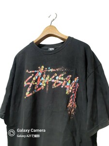 90~00s STUSSY/mexico製 黒タグ ステューシー ストックロゴ 半袖Tシャツビンテージ men-L