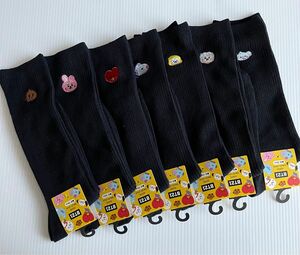 BT21 ハイソックス　スクールソックス　靴下　7足　28センチ丈　ネイビー　紺　新品